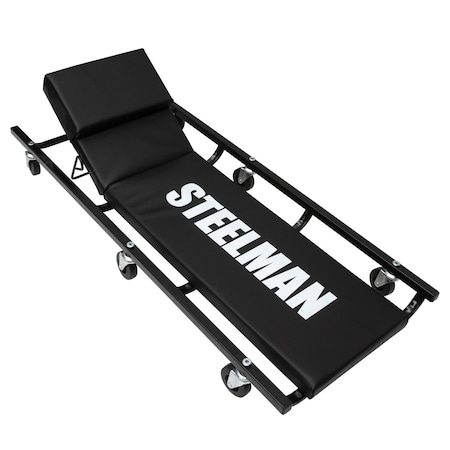 Steelman Heavy-Duty Low Profile 16.75-Inch Wide x 40-Inch Long Rolling Creeper with Adjustable Headrest 61029